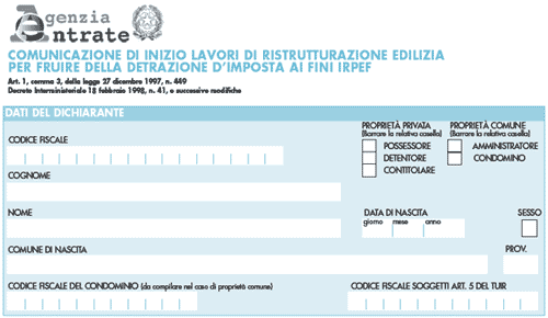 Comunicazione di inizio lavori ristrutturazione, particolare 01